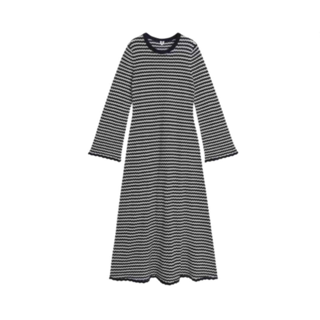 Striped Flare Sleeve Casual Dress