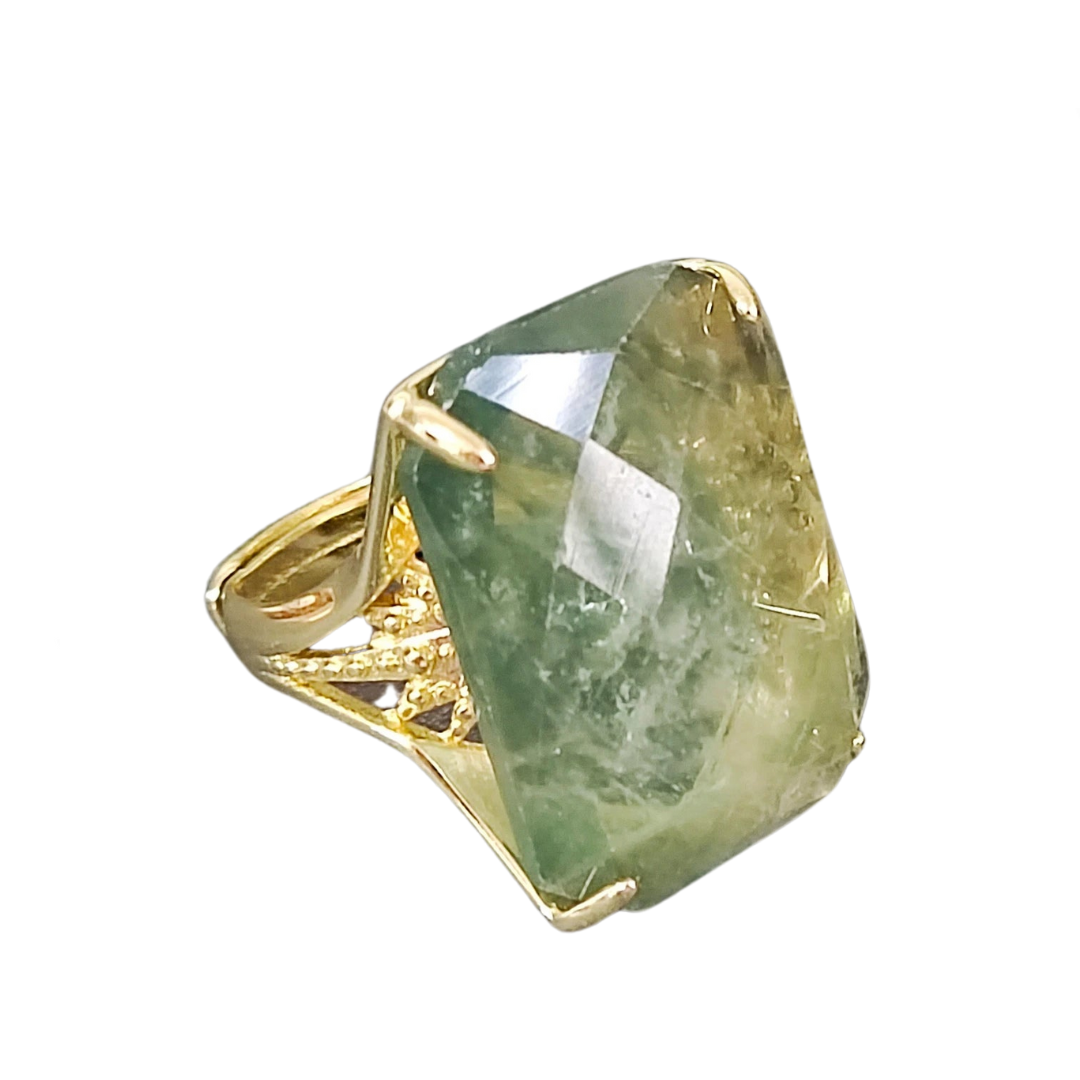 Rectangular Flourite Gemstone Ring