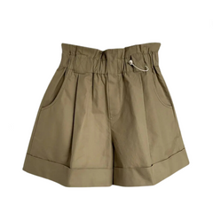 High Elastic Waist Wide Leg Casual Shorts