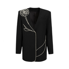 Retro Diamond Rose Straight Tube Blazer