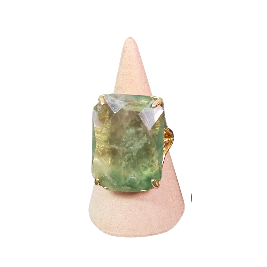 Rectangular Flourite Gemstone Ring