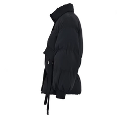 Stand Collar Waist Cinching Warm Jacket