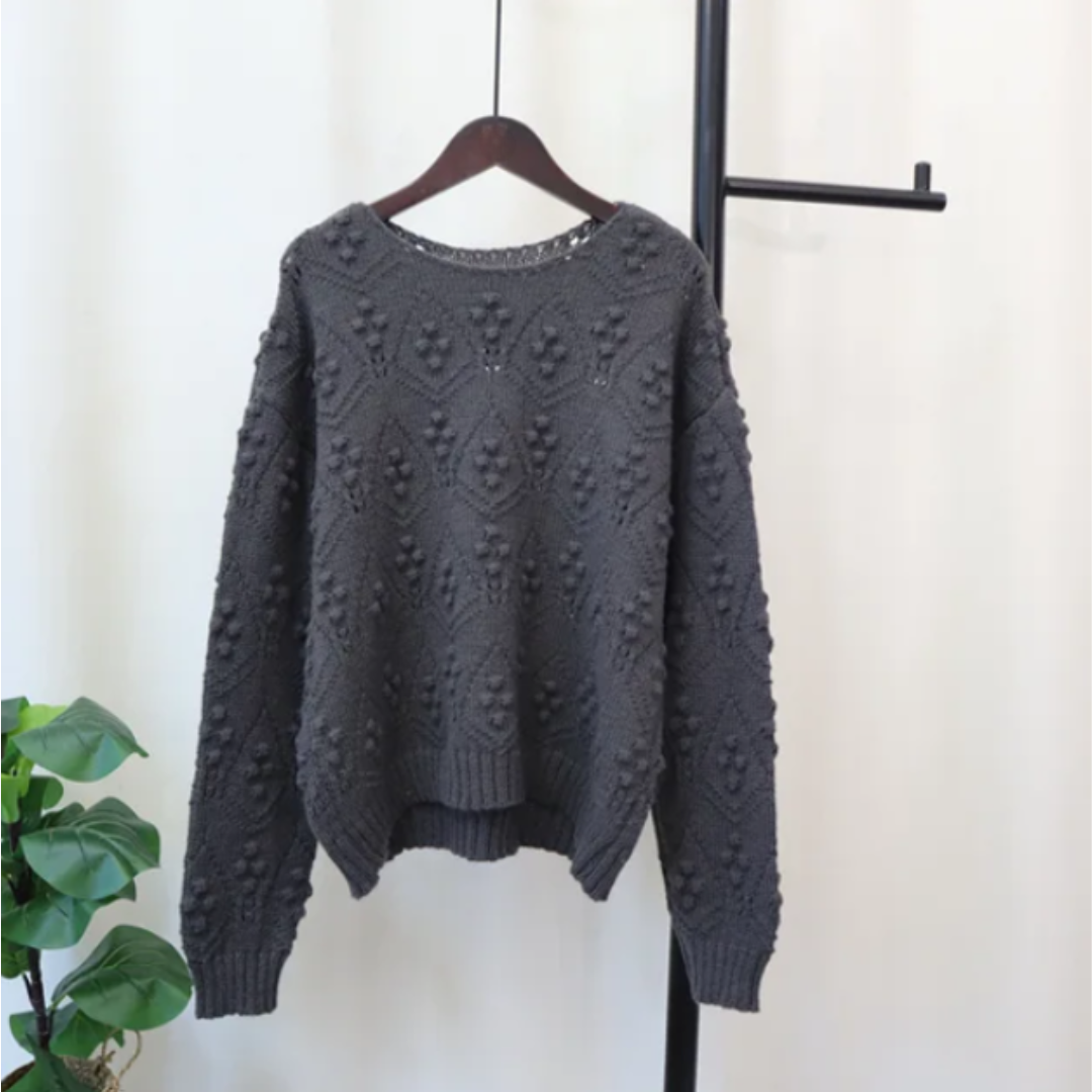 Casual Loose Hollow Out Solid Knitted Sweater