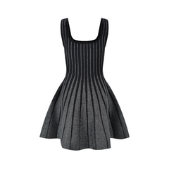 Stripes Silver Sparkling Knitted Sleeveless Dress