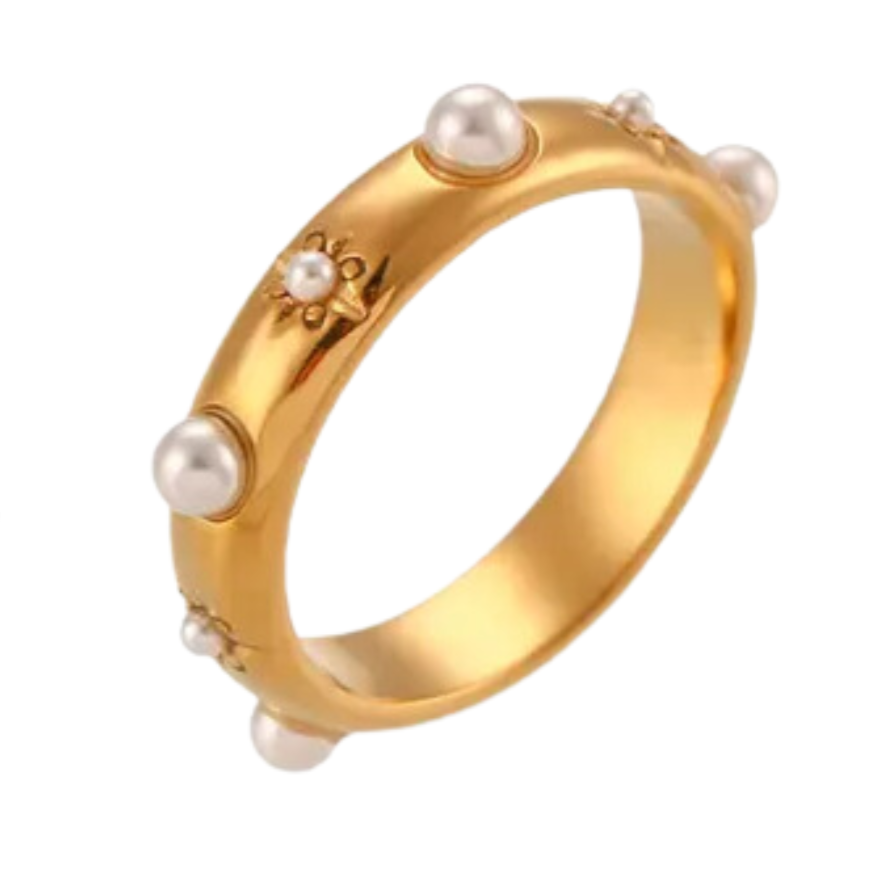 Zircon Pearl Stainless Steel Ring