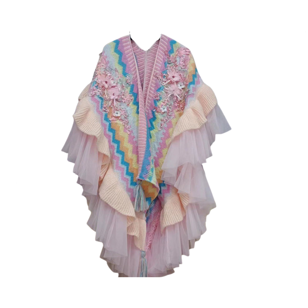 Pre Order:  Bohemian Embroidered Rainbow Scarf Shawl