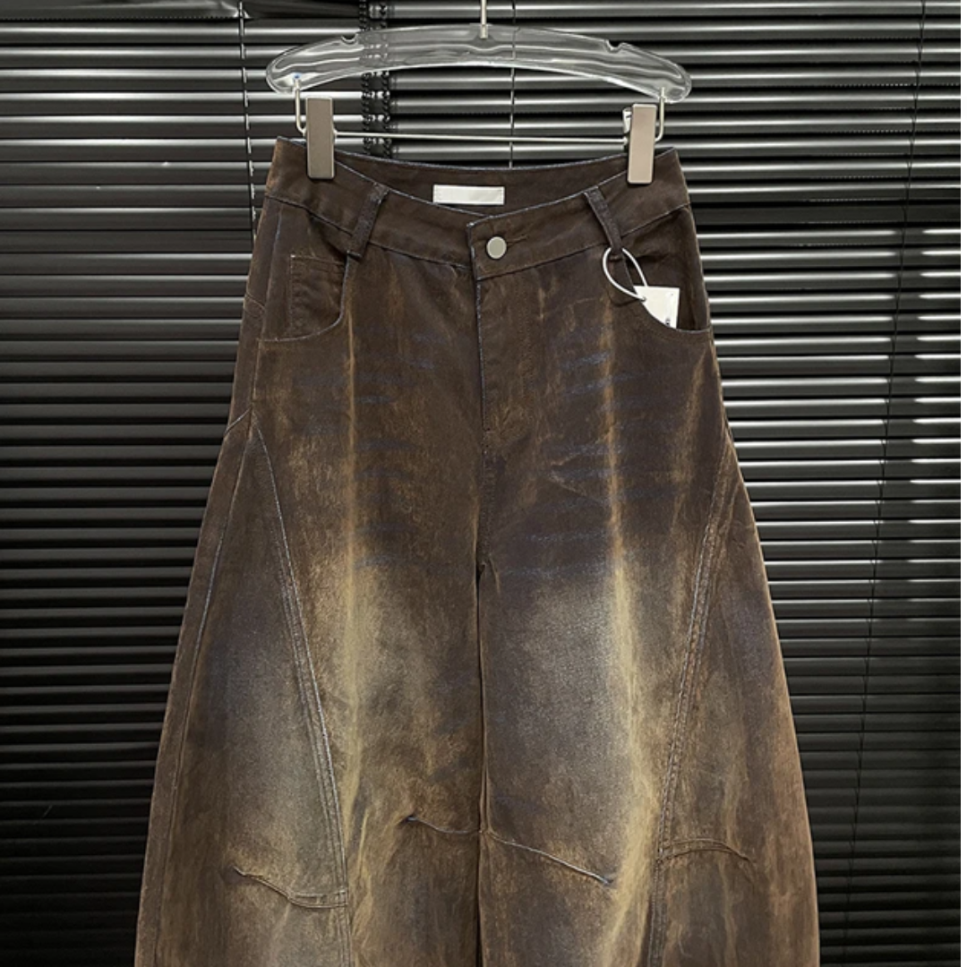 Washed Loose Straight Leg Denim Pants
