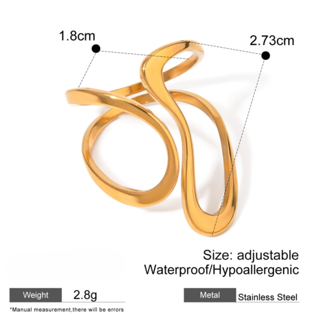 Smooth Line Irregular Opening Stainless Steel Ring