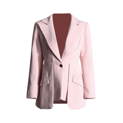 Solid Hollow Out Irregular Blazer