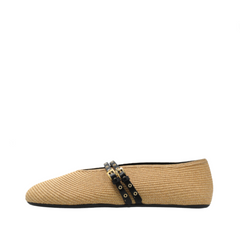 Double Buckle Strap Ballerina Flats