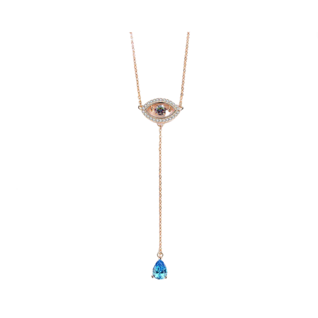 925 Sterling Silver Water Drop Zircon Pendant Eye Necklace