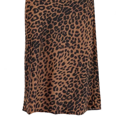 Animal Print High Waist Smooth Silk Midi Skirt