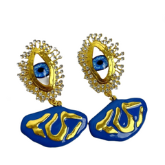 Abstract Eye Sparkling Diamond Earrings