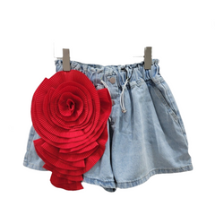 Elastic High Waist Patchwork Flower Loose Short Pants