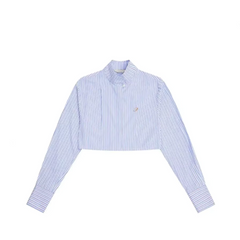 Striped Long Sleeved Casual Cropped Shirt