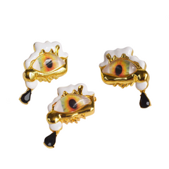 Alloy Resin Eyes Charms Earrings + Ring + Brooch