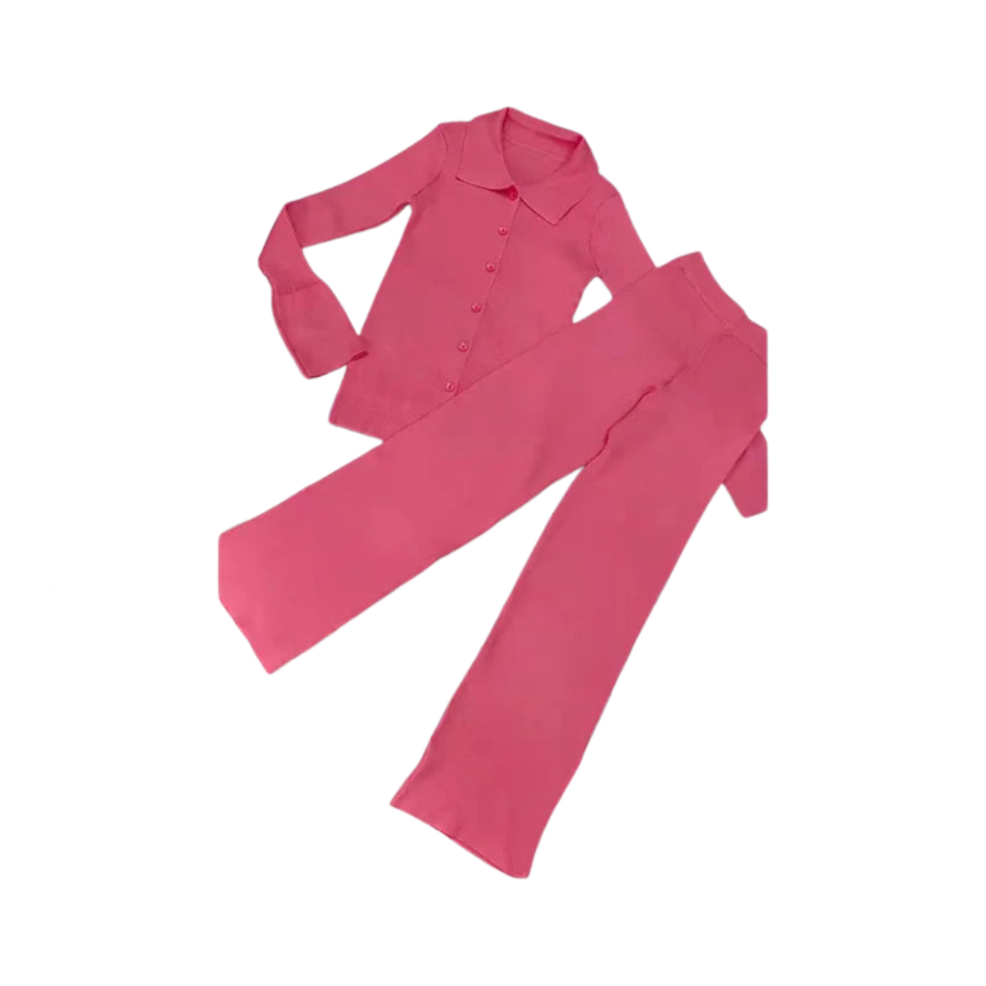 Pleated Knit Collar Top + Pleated Knit Pants