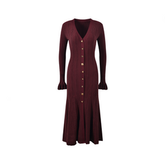 Slim Knit Fish Tail Long Dress