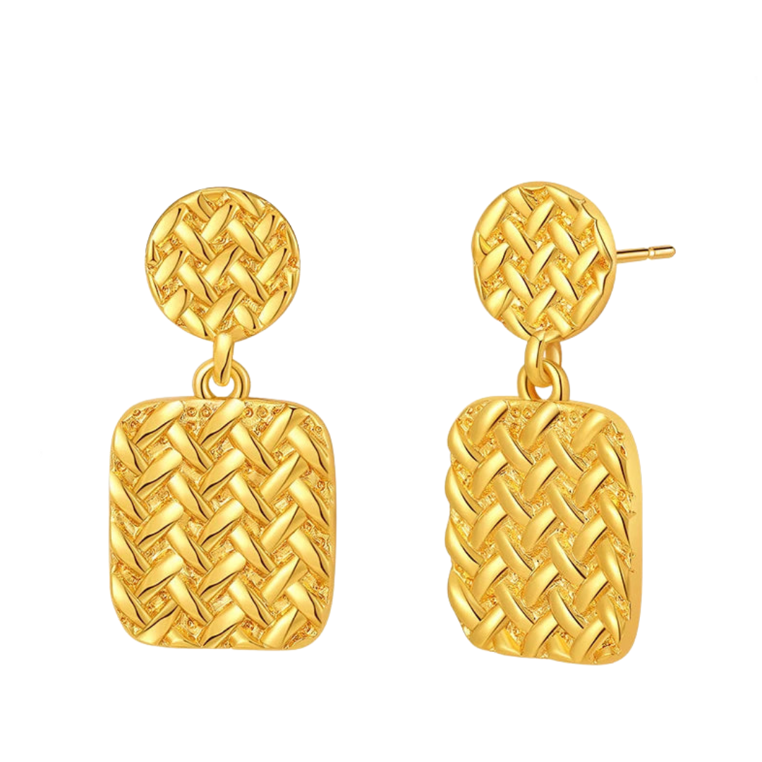 Geometric Square Metal Texture Earrings