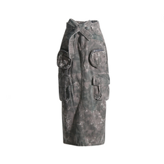 Camouflage Tie Waist Pocket Hip Hugging Denim Skirt