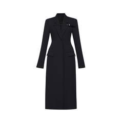 Solid Waist Cinching Slimming Long Coat