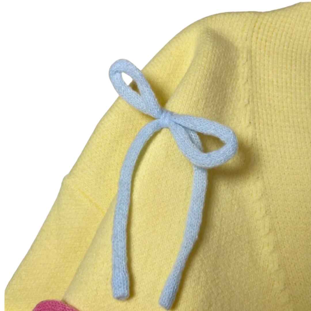 Colorful 3D Bow Loose V-Neck Cardigan