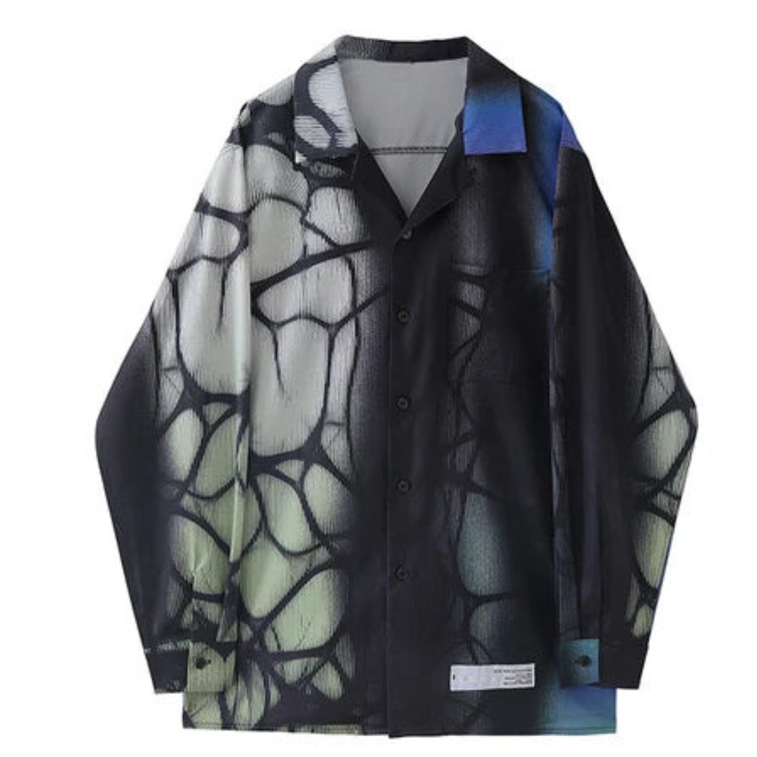 Printed Loose Drape Long Sleeved Shirt