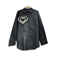 3D Heart-Shaped Decoration Retro Loose Shirt