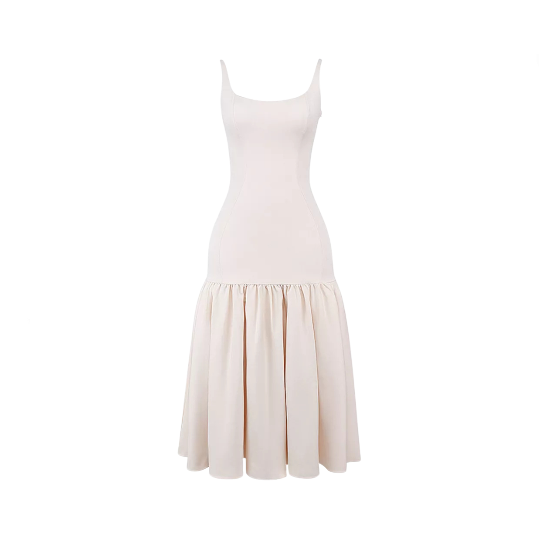 Vintage Sleeveless Ruffle Bodycon Dress