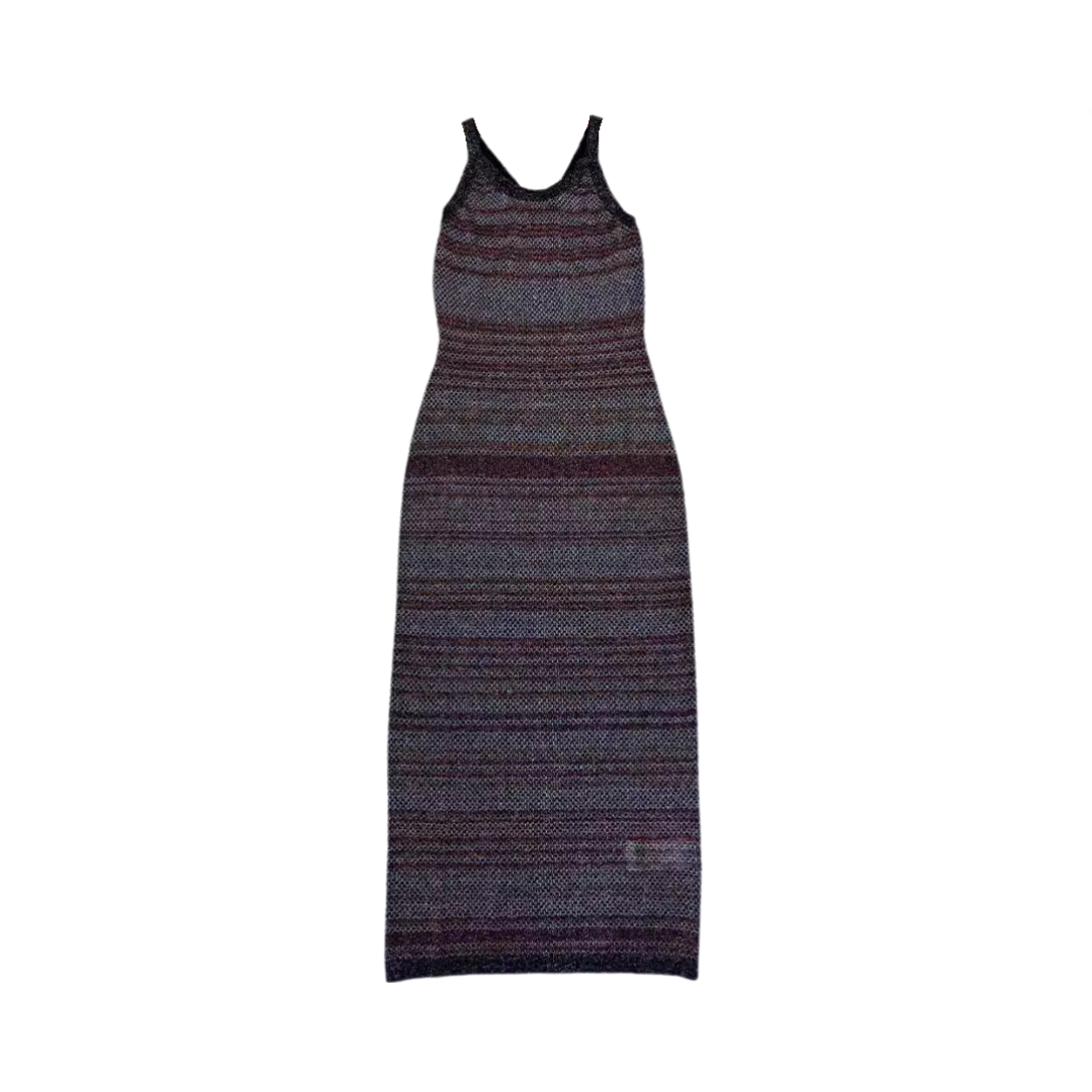 Jacquard Stripe Sleeveless Knitted Slim Fit Dress