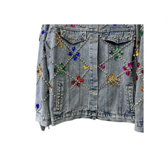 Nail Bead Inlaid Diamond Loose Denim Jacket