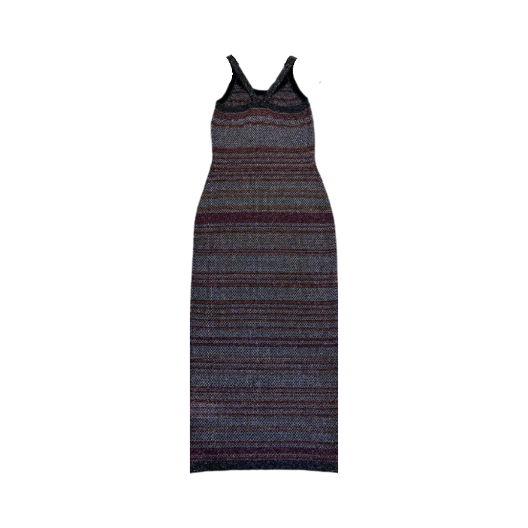 Jacquard Stripe Sleeveless Knitted Slim Fit Dress