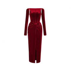 Pleats Twists Solid Maxi Dress