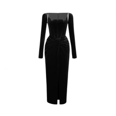 Pleats Twists Solid Maxi Dress