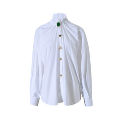 Single Breasted Lace Collar Court Style Shirt