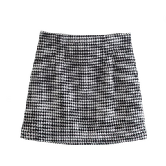 Houndstooth Print Vintage Mini Skirt