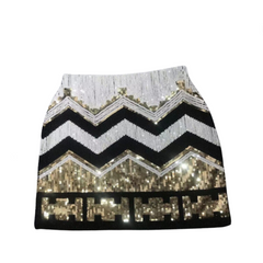 Bead Sequin Wrapped Hip Short Skirt