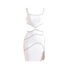 Hollow Out Patchwork Diamond Sleeveless Dress