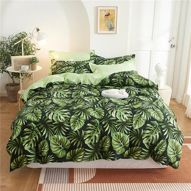 Botanical Duvet Cover Bedding Sets Comforter Cover with 1 Duvet Cover or Coverlet .1Sheet .2 Pillowcases for Double/Queen/King(1 Pillowcase for Twin/Single)