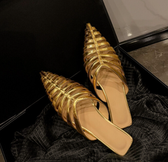 Casual Pointed Toe Gladiator Mule Slippers
