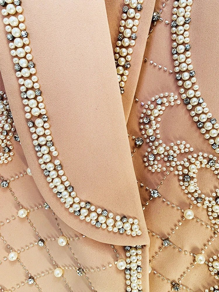 Intricate Beads Pearls Blazer Dress