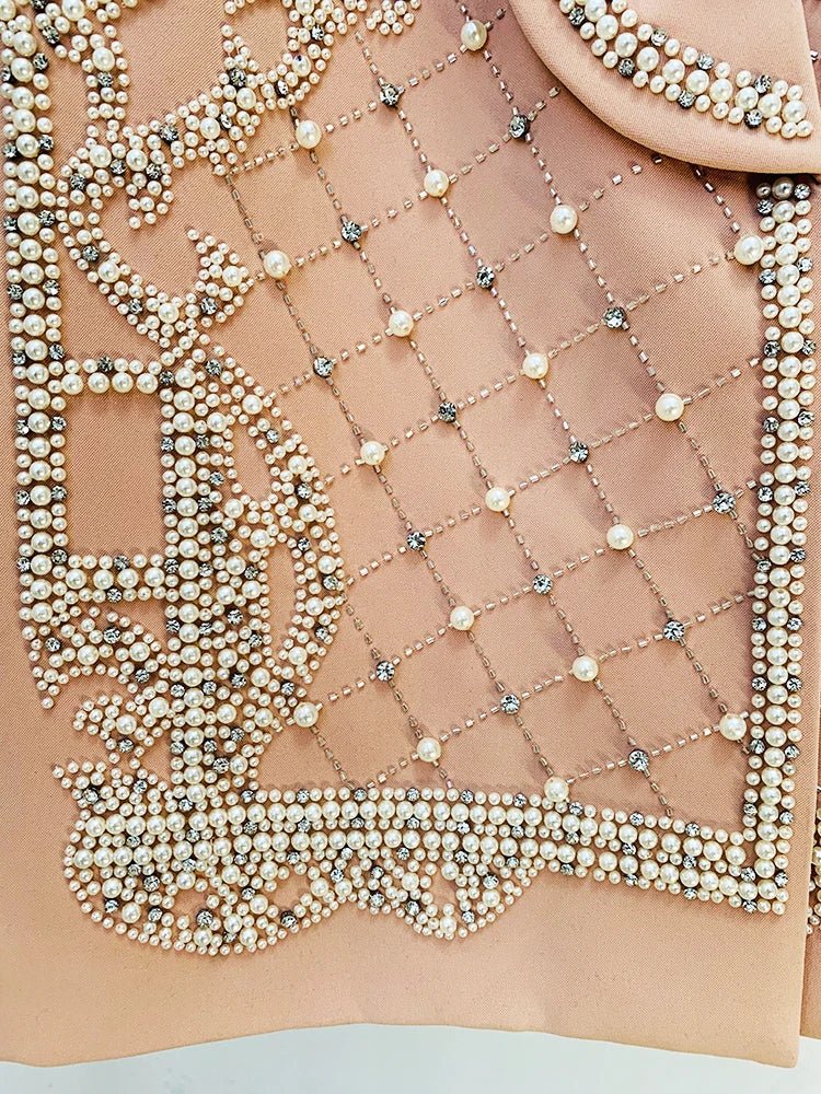 Intricate Beads Pearls Blazer Dress