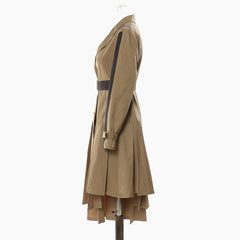 Irregular Pleated Hem Trench Coat