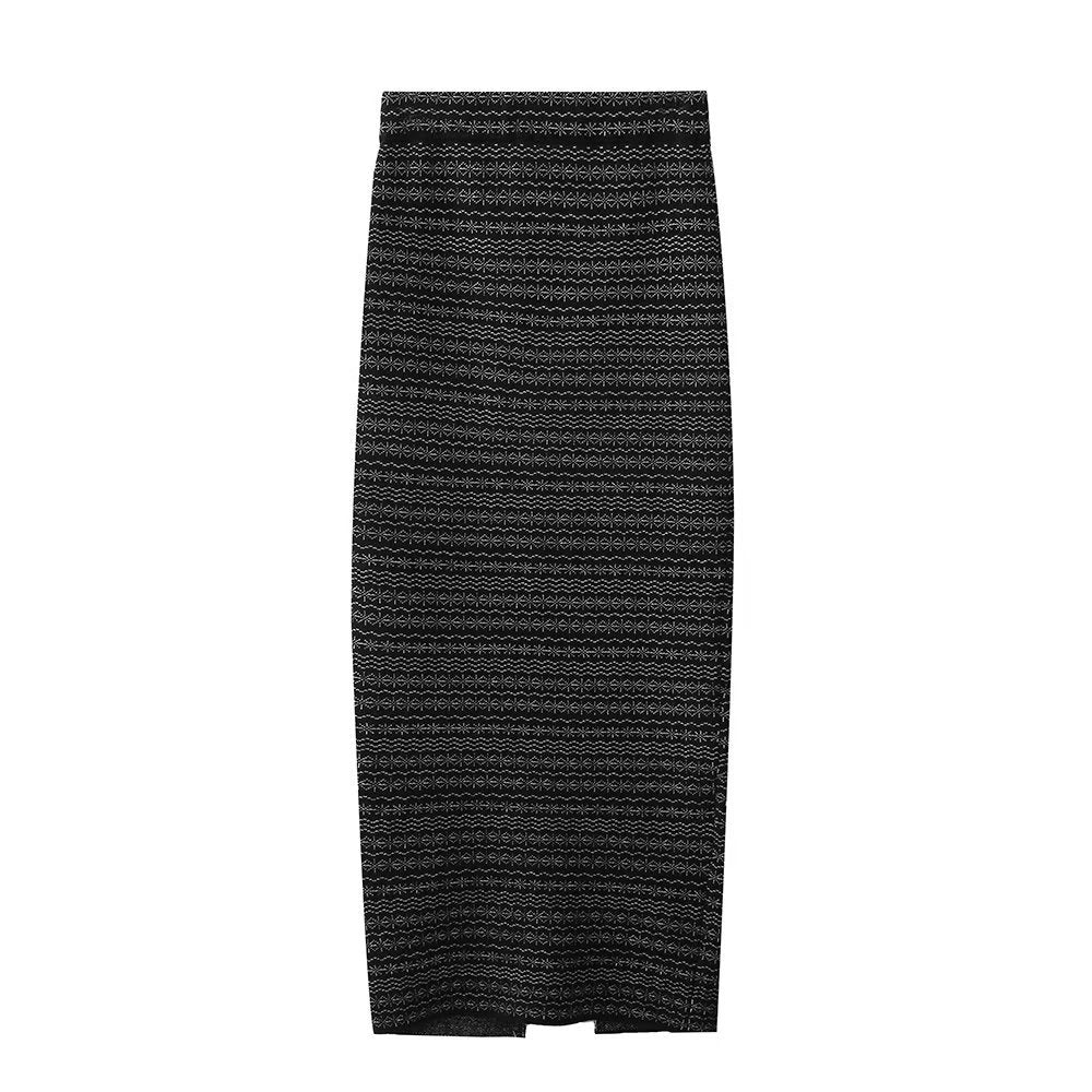 Jacquard Knitted Top and Skirt Set