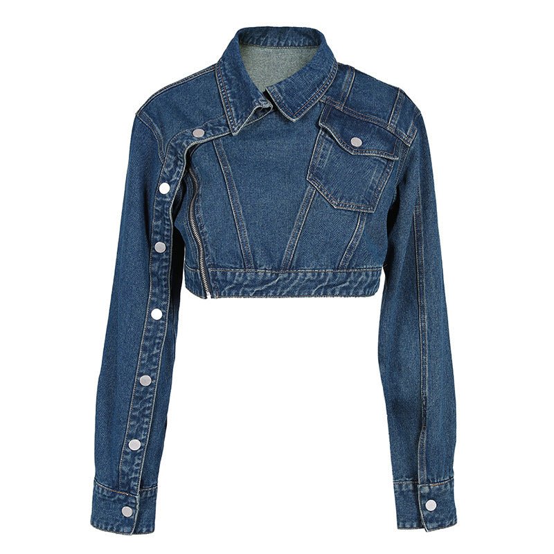 Jeans Deconstruction Asymmetric Short Jacket