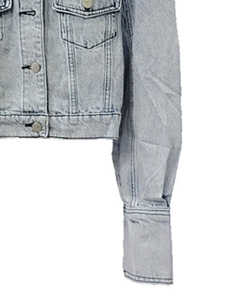 Jeweled Shoulder Denim Short Jacket