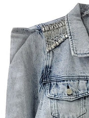Jeweled Shoulder Denim Short Jacket