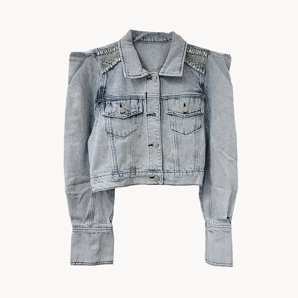 Jeweled Shoulder Denim Short Jacket