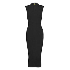 Keyhole Sleeveless Midi Knit Dress