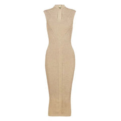 Keyhole Sleeveless Midi Knit Dress